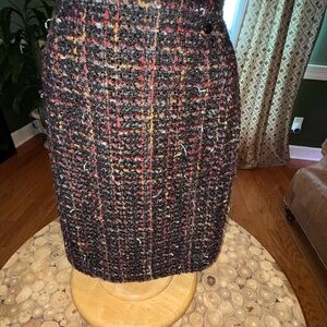 Chanel Tweed Skirt - Black, red, orange and blue -authentic